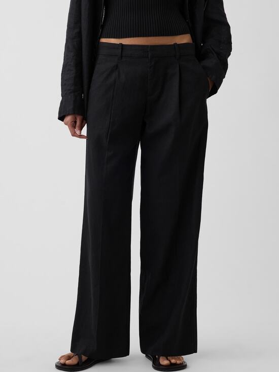 GAP Pants - Gap 365 TALL Low Rise Linen Blend Trousers Pants Black 10 713962 NEW